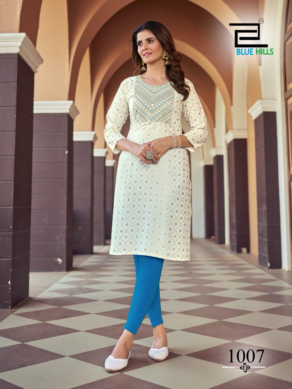 Oreo By Blue Hills Rayon Foil Printed Kurtis Wholesale Market In Surat